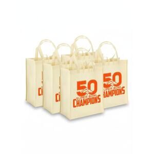 5x Denver Broncos Super Bowl 50 Champions Khaki Grocery Tote Bag MD1